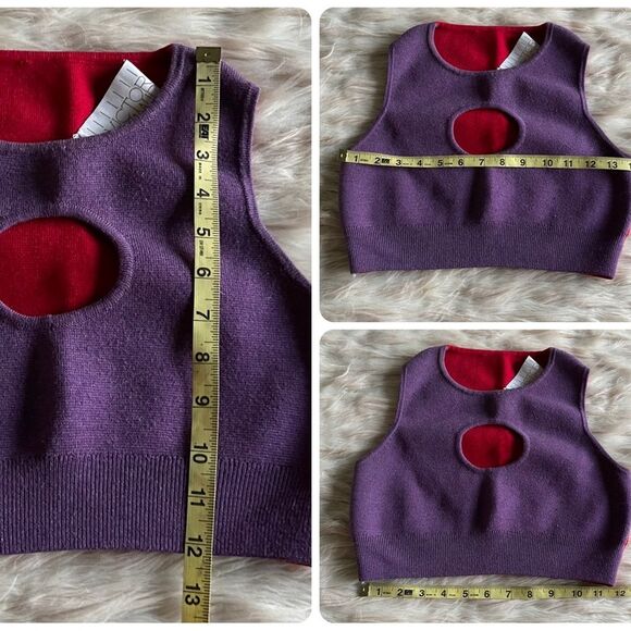 Victor Glemaud Red and Purple Colorblock Cutout Cropped Wool Tank Top - Picture 8 of 8